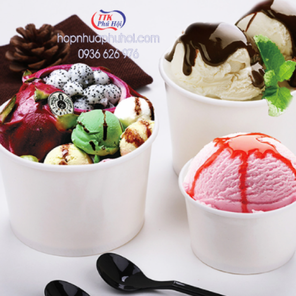 Ly giấy trắng đựng kem cao cấp, giá rẻ